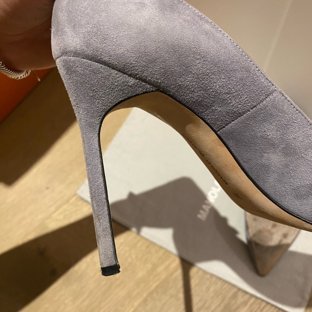Manolo Blahnik Gray Suede Pumps - Picture 8 of 15